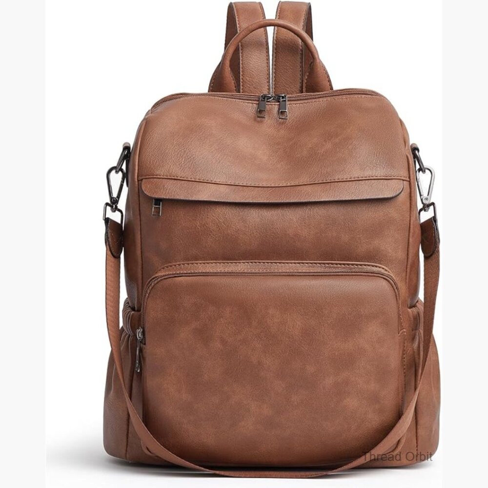 Large Vegan Leather Anti-Theft Backpack Purse Convertible 3-in-1 Travel Bag